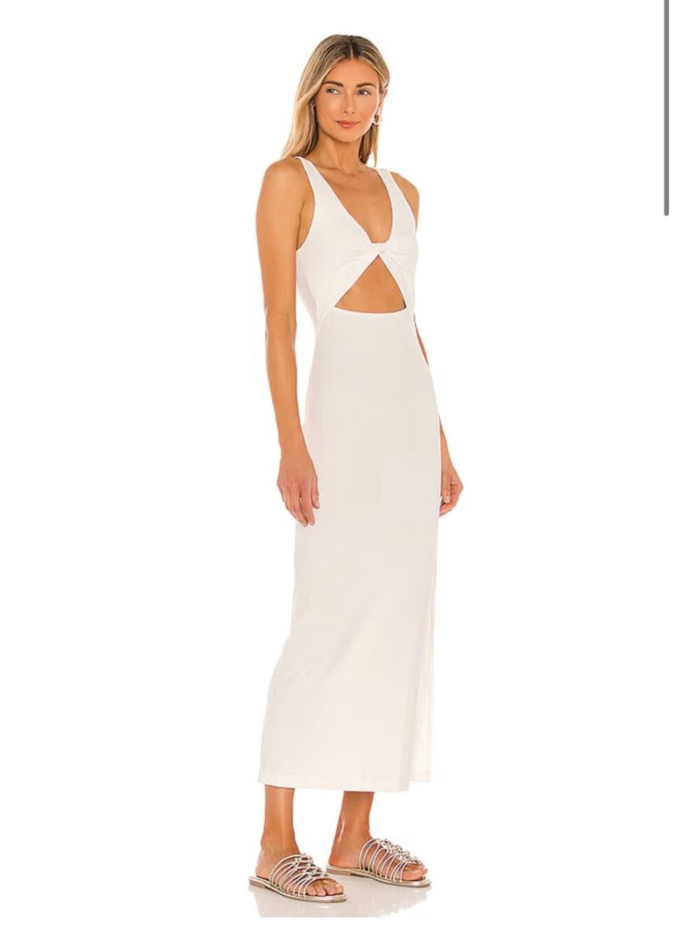 L SPACE Nico Cream Ribbed Maxi Dress Size Large NEW NWT